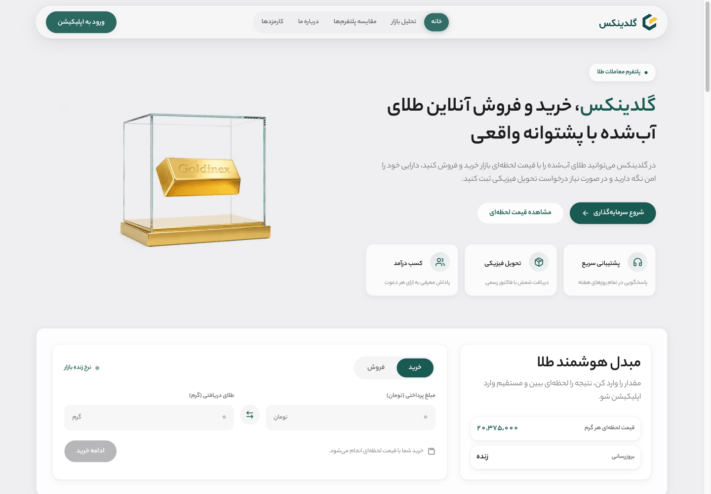اسکرین‌شات وب‌سایت گلدینکس