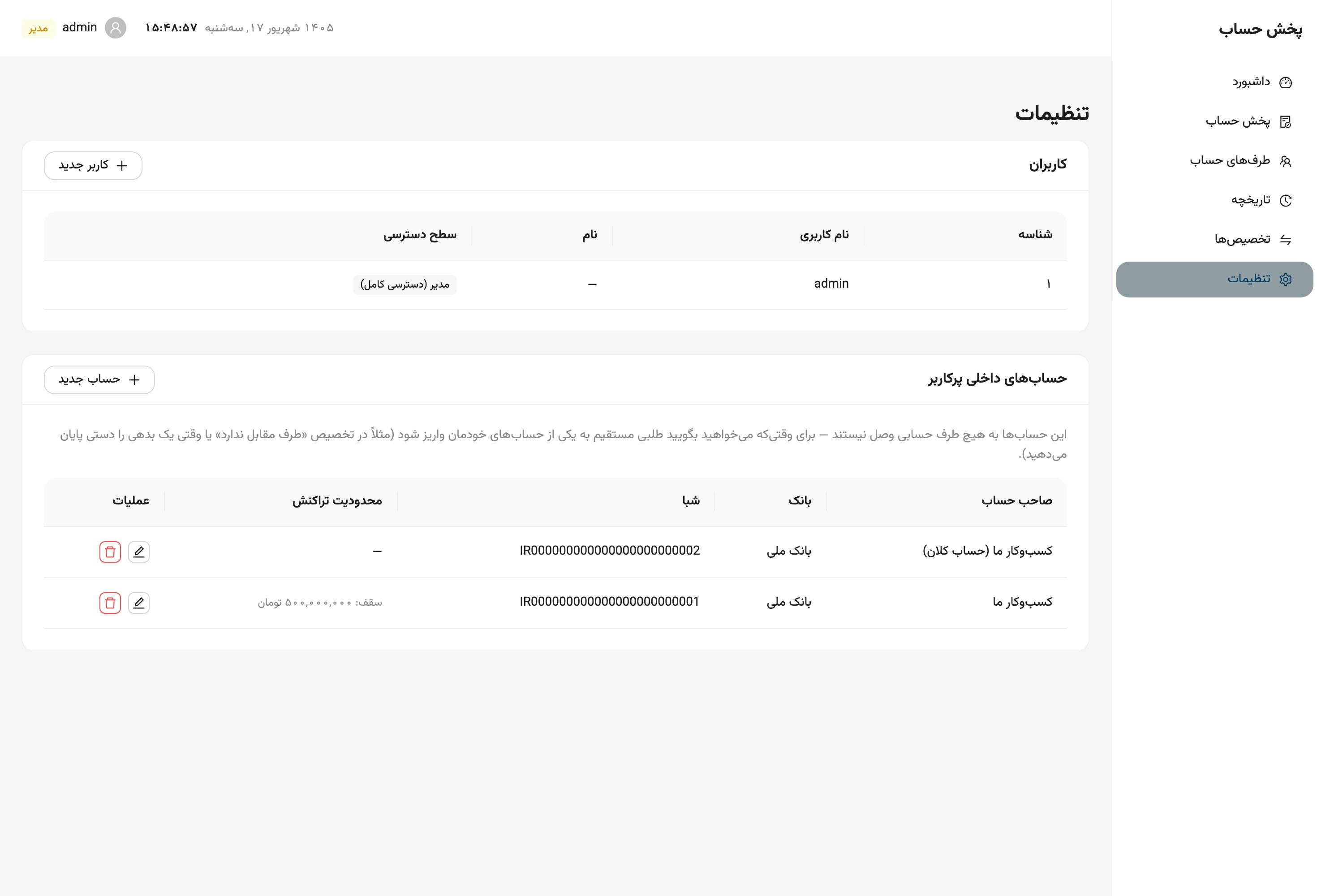 تنظیمات محدودیت تراکنش حسابهای بانکی